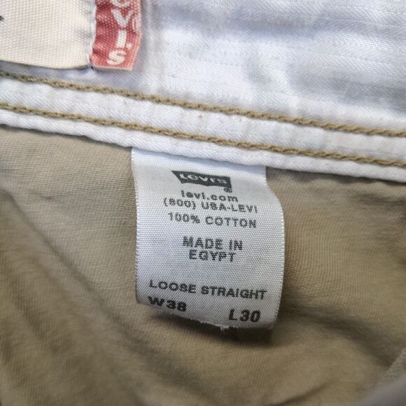 Levi's Men's Cargo Loose Straight Pants Tan 38x30 Flat Front Multi-Pocket Cotton - Picture 11 of 13